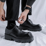2025 New Youth With Square Head British Wind Thick Bottom Niche Casual Daily Leather Shoes
