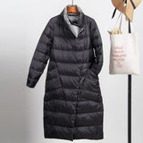 White Duck Down Ultra Light Jacket Women Winter Double Sided Slim Down Coat Single Breasted