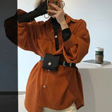 Autumn Long Sleeve Blouse Shirts Vintage Loose Female Casual Streetwear Lady Korean