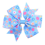 Printed Flower Hair Bows With Clip For Baby Girls Grosgrain Ribbon Boutique Hair Clip Barrettes Hair Accessories
