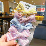 Pcs/set Cotton Dot Printed Hair Clips For Cute Girls Plaid Bowknots Boutique Barrettes Kids Hair Accessories Hairpins 2020