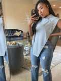 Cut Out Sleeveless Hoodie Sweatshirts Jackets Women Casual Loose Grey Grunge Coats 2022 Summer Harajuku Y2K