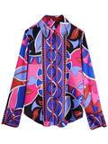 Women Shirt Print Button Up Shirt Long Sleeve Top Female Streetwear Elegant Blouses And Shirts Summer Chic Woman