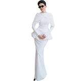 2025 Autumn New Women's Temperament Glazed Folded Long-Sleeved
