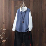 neck knitted waistcoat women's college style pullover waistcoat spring and autumn new woolen vest Korean loose