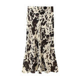 New Women's Animal Pattern Printing Silk Hystery Feeling Flute Half Skirt