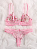 Floral Embroidery Transparent Lace 2 Piece Set-Outfit