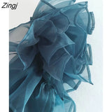 Women High Street Pleat Ruffles Organza Patchwork Knitting Short Smock Blouses Female Crop Shirt Chic Blusas Tops