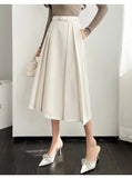 2022 Solid Spring Women Skirts High Waist Sweet Girl's Pleated Skirt Fashion Sashes Knee-length Thin Skirts for Women