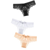 Sexy String Lace Underwear Women Back Bow Panties Women G String T-back Thong Transparent Lingerie Cute
