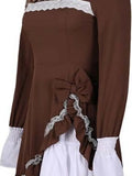 Japanese Style Women Gothic Cosplay Dresses High Waist Contrast-Color Ruffled Sweet Lolita Dress Kawaii