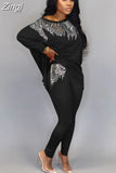 Winter Women Sets Full Sleeve Sequined Top + Pants Suits Two Piece Set Casual Tracksuits Loose Fitness Streetwear