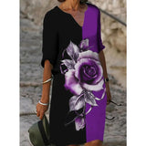 Summer Y2K Vintage V Neck Sundress Women Butterfly Print Midi Dresses Half Sleeve Casual Robe Beach Party Vestido De