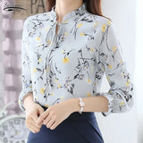 2021 Spring New Fashion Chiffon Women Blouse Shirt Long Sleeve Tops Casual Blouse Slim Women Clothing Print Ladies