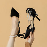 Shoes Wedding Shoes Sweet High Heels Princess Shoes Female Pointed Fine Heel Single Shoes With Skirt French Small