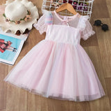 Clothing Sets 2021 Summer Princess Girl Bling Star Flamingo Top + Unicorn Print Dress 2pcs Set Children Clothing