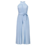 Halter Off Shoulder Sleeveless Tunics Wide Leg Pants Jumpsuits Rompers Summer Lace-up High Waist Plus Size Party