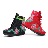 Zingj Boots With Cotton And Velvet Cotton Shoes Retro National Style Chinese Style Women's Shoes Cloth Shoes Ladies Embroidered Shoes Handmade High
