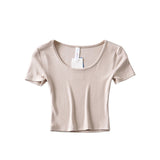 Zingj New Spring And Summer Slim Short Sports Short-Sleeved T-Shirt Women's Solid Color Fitness Stretch Running Yoga