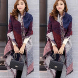 Large Scarves Women Long Cashmere Winter Wool Blend Soft Warm Plaid Scarf Femme Wrap Shawl Plaid Scarf Thick