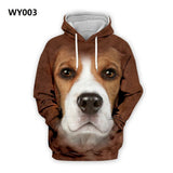 Autumn Mens Hoodies with Cap 3D Digital Dog Pet Print Long Full Sleeves Casual Hip Hop Counple Women Clothes Front