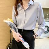 Shirts Women Long Sleeve Shirts Blouses for Women Satin Clothing Shirt Office Lady Solid Silk Shirt Blouse 2023 Fashion
