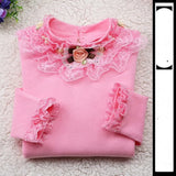 Spring Autumn Cotton Children Base T Shirts Baby Girls Clothes Long Sleeve Floral Casual T Shirt Tops Kids Lace T