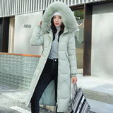 Cotton-Padded Clothes Female 2024 Winter New Korean Version Fashion Waist Show Thin And Thick And Long Over The Knee Big Hair Collar-Outfit