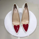 Pumps with Red Heart Women Shoes Classics 12cm High Heel Shoes Pointed Toe Women Party Wedding 10cm 8cm QP099