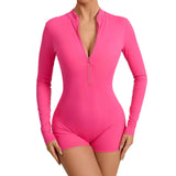 Zingj Open Zip Long Sleeve Jumpsuit Tight Sports Conjoined Yoga Suit Detachable Chest Mat Fitness Jumpsuit-Outfit