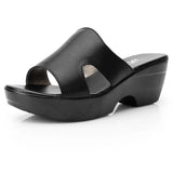 Women Slipper Sandals Wedges Platform Genuine Leather Peep toe Female Sandals Ladies clogs Summer Shoes Plus Size 41