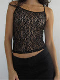 Sexy Women Mesh Sheer Lace Camisoles Spaghetti Strap Sleeveless Backless Tank Tops Summer Mini Vest Streetwear