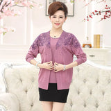 Set 2 Pieces Women Sweaters Tops Floral Tee Shirt + Blouse Suits Autumn Winter Pullovers Femme Plus Size 3XL Top