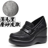 And Soft-Soled Thick-Soled Lod Shoes Women's Slope With English Wind One-Legged Leather Shoes Mother Small Leather Shoes Deep Mouth Single