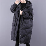 Winter Loose Hooded Long Jacket Women 90% White Duck Down Coat Hight Quality Bread Parka Thick Warm Splicing