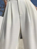 Waist Wide Leg Pants for Women New Loose Straight Coffee Trousers Autumn Double Buttons Casual Suit Pants