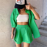 Loung Wear Tracksuit Women Shorts Set Stripe Long Sleeve Shirt Tops And Loose High Waisted Mini Shorts Two Piece
