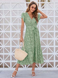 Summer Boho Long Dress Women Maxi Floral Dress Party Print V Neck Sundress Bohemian Casual Dresses