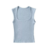 Zingj Fashion Women's Fashion Summer New Style Spice Girls' Sleeveless Jacket With Retro Square Collar