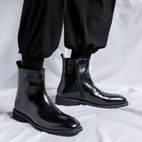 2025 New Male British High Gang Middle Set Foot Side Zipper Big Head Retro Platform Work Boot
