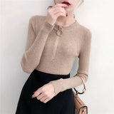Half Sexy O-neck Sweater Women Solid Slim Autumn Winter Clothes 2021 Sueter Mujer Basic Fashion Pullovers warm soft
