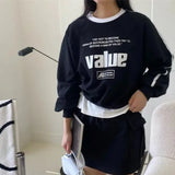 Vintage Letter Print Round Neck SweatshirtOutfit