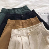 Literary And Art Cotton Shorts Women Summer Thin Hemp High Waist Small Man Broad Legs Leisure A Word Five-Point