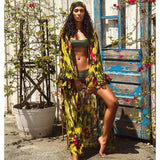 Sexy Bikini Cover-ups Boho Printed Fringed Long Kimono Carfigan Tunic Women Plus Size Beach Wear Swim Suit Cover