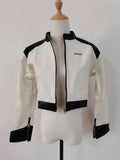 Women Suits Sexy Crop Leather Jacket Black Hollow Shirt High Waist Skirt 3 Piece Zip Skirt Party Girl Elegant Y2k Female