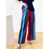 Folding 2025 Women's Folded Striped Broad Leg Trousers Unique Textured Hanging Style Straight