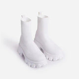 Size 43 Couple Socks Boots 2025 Autumn New Thick-Bottom Leisure Knitted Short Boots Women's Thick-Bottom Mid-Sleeve Women's