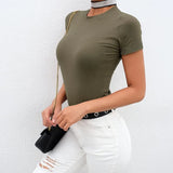 Basic Black White Bodysuit Women Summer Short Sleeve Woman Body Top Cotton Bodycon Jumpsuit Romper Ladies