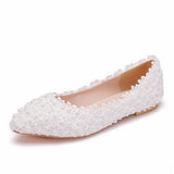 Bridal Shoes Handmade Wedding Shoes Color Flat-Soled Wedding Shoes Bridesmaids Performance Flat Heel Single