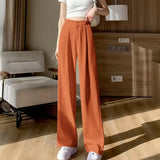 Zingj Leg Pants Women's Pants Down Loose High Waist Yellow Trousers Spring And Autumn Suit Narrow Version Straight Tube Casual Floor